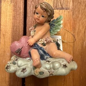 Vintage Alabaster Art Sculpture Cherub 1995 with tag